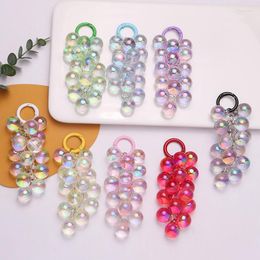 Keychains Creative Colourful Beads String Car Key Chain Pendant Fashion Small Fresh Colour Simulation Grape Bag Accessories Decorations