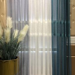 Curtain Luxury Geometric Hollow Tulle White/Blue/Grey ART Abstract Window Drapes For Bedroom