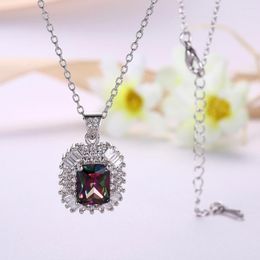 Pendant Necklaces Party Jewellery Silver Colour Overlay Mystic Cubic Zirconia Pendants For Women AP2024