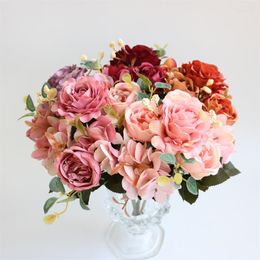Decorative Flowers Artificial Flower Family Holiday Gift Peony Bouquet Christmas Party Supplies