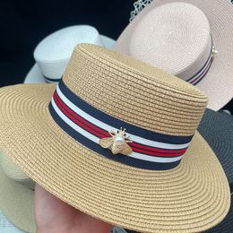 Wide Brim Hats Bucket Hats Wide Brim Sun Hats Women Small Bee Panama Straw Hat European and American Retro Gold Braided Hat Female Beach Visors Hats 230615