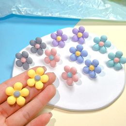 Stud Earrings Candy Colour Sweet Frosted Resin Flower For Women Girl Colourful Fashion Delicate Geometric Gift