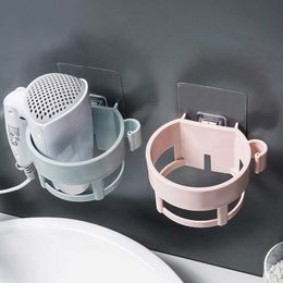 New Multifunctional Adhesive Hair Drier Organizer Bathroom Non-punch Paste Hair Dryer Rack Without Trace Hair Dryer Storage Rack