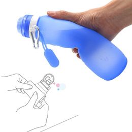 Water Bottles Cages 600ml Collapsible Folding Drink Water Bottle Kettle Cup Silicone Travel Outdoor Sports Bike Cycling Accessories 230616