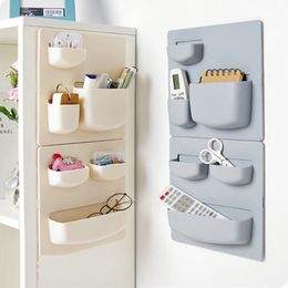 Bathroom Shelves Wall Mounted Storage Box Cosmetic Remote Control Holder Rack Shelf Adhesive Case Home Organiser Supplies 230615