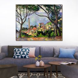 Impressionist Landscape Canvas Art The Sea at L Estaque Paul Cezanne Handmade Oil Painting Artwork Modern Room