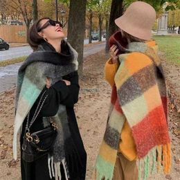 Scarves New Ac Home Same Style Autumn Winter Imitation Cashmere Loop Yarn Shawl Square Fringe Net Red Scarf Straight3523