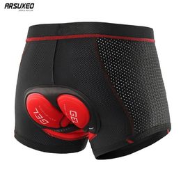 Cycling Underwears ARSUXEO Men Cycling Shorts Cycling Underwear 5D Gel Pad Shockproof MTB Road Bike Shorts Breathable Mesh Bicycle Underpant Thin 230616