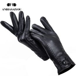 Five Fingers Gloves Fashion Buckskin real women's leather gloves Comfortable warm women's winter gloves Cold protection gloves for women - 2265 230615