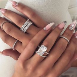 Bohe 925 sterling silver Promise Ring Diamond Cz Engagement Wedding band rings for women Bridal Fine Party Jewelry