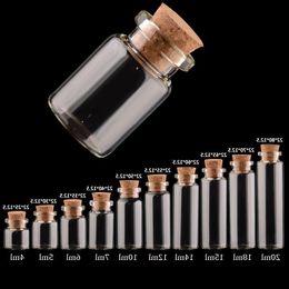 Empty Glass Jars With Cork Pendant Craft Clear Glass Vials Bottles 22mm Diameter Multiple Specification for Choose Mpfpf