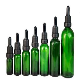 Green Glass Liquid Reagent Pipette Bottles Eye Droppers Aromatherapy 5ml-100ml Essential Oils Perfumes bottles wholesale free DHL Aaktp
