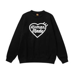 Men's Hoodies Sweatshirts Human Made Men Women Top Version Heart Print Crewne Oversize Hoodie 7 Z784