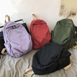 School Bags Backpacks Women Solid Colour Zipper Bag Preppy College Style Canvas Simple Large Capacity All-match Vintage Korean