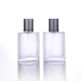 Empty Frosted Clear Square Glass Spray Perfume Bottle 100ml Refillable Glass Perfume Atomizer For Sale