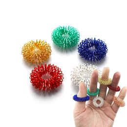 Other Massage Items 5pc Finger Massager Ring Acupressure Figure Relax Hand Care Tool Blood Circulation Pain Relief Health 230615