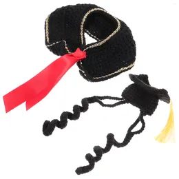 Cat Costumes Puppy Graduation Hat Pet Costume Po Props Kitten Cap Tassel Yarn Dog Dress Clothing Fringe Outfit