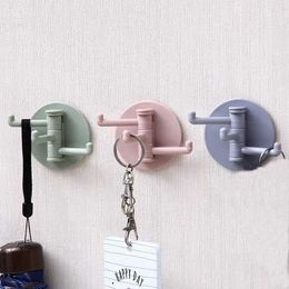 New Rotatable Seamless Adhesive Hook Strong Bearing Stick Hook Kitchen Wall Hanger Bathroom Kitchen Supplies Hooks Dropshipping