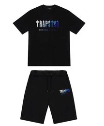 Mens Trapstar t Shirt Short Sleeve Print Outfit Chenille Tracksuit Black Cotton London Streetwear Tidal flow design 667ess