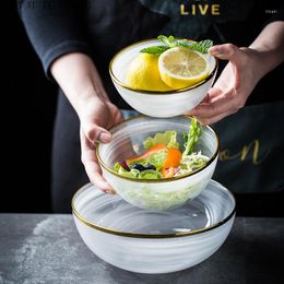 Bowls 420ML Phnom Penh Glass Bowl Nordic Vegetable Salad Household Living Room Fruit Gold Edged Craft