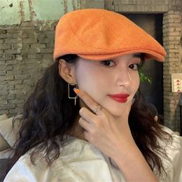 Berets Summer Breathable Berets Women Men Windproof Street Soft Cotton Linen Newsboy Beret Hat Retro Peaked Painter Caps Z0613