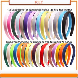 Headbands 33pcs 1.5cm 2cm Satin Headbands Girl Hair Hoop Headwear Hairband Women Covered Plastic ABS Hair Accessories Multicolor DIY 230615