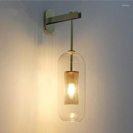 Wall Lamp Vintage Glass Lampshade Led Bedside Aisle Light Balcony Parlour Sconce Home Decoration