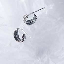 Stud Earrings 925 Sterling Silver Vintage Design Feather Cute For Women 2023 Elegant Jewellery Boucle D'oreille Pendientes