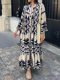 Casual Dresses Geometric Shape Print Maxi Dress Women Party Vestidos Loose The Middle East Beach Elegant 2023 Summer Long Prom