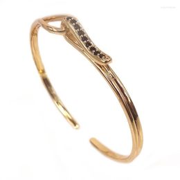 Bangle Brand Men Anil Arjanda Bangles Micro Pave Black Cz & Gold Colour Cuff Open Bracelets For Women Jewellery