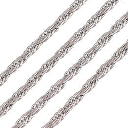 Chains 2mm Wide Women Men Waterproof Stainless Steel Necklace Flat Braided Rope Chain For Pendant Silver Color Jewelry Accessory Gift