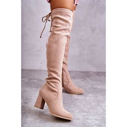 Women Boots Winter2023 Designer Luxury Faux Suede Plus Size High Heel Women Shoes Classic Round Head Lady Over-the-knee Boots