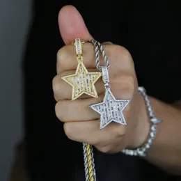 Zircon Star Pendant Necklace Hip Hop 5 point star Bling for Men women Fashion Simple Jewellery