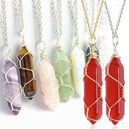 Pendant Necklaces Bohemian Hexagon Opal Necklace Natural Crystal Stone Healing Metal Alloy Rattan Chains Men Women Jewellery Amulet