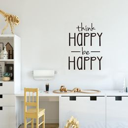 Think Happy Be Happy Wall Sticker English Proverbs Home Decor Living Room Bedroom Decoration Mural Wallpaper Creative Stickers