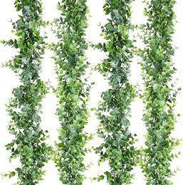 Decorative Flowers 4 Pack Faux Eucalyptus Garland Plants Artificial Vines Fake Hanging Boxwood Greenery UV Protected For Wedding Backdrop