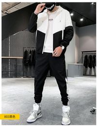 Men's Tracksuits Men's Spring Sportswear Casual Jogging Hooded Jacket And Pants 2 Piece Hip Hop Running
