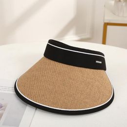 New 23ss womens Wide Brim Hats Summer Straw Sun Hat Female fashion brand Korean Version Solid Color Simple Empty Travel Lady womens hats