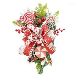 Decorative Flowers Bucket Wreath For Front Door Spring Farmhouse Winter Themed Bow Hanging Decor Christmas Party Decorations