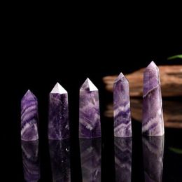 Ability Quartz Pillar Dream Amethyst Crystal Tower Arts Ornament Mineral Healing wands Reiki Natural six-sided Energy stone Transport g Fdwn