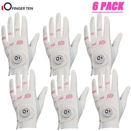 Sports Gloves 6 Pcs Rain Grip All Weather Womens Golf Ladies Left Hand Right Soft Cabretta Leather Glove with Ball Marker for Women 230615