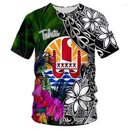 Men's T Shirts Summer Tahiti Tribal Polynesia Men T-Shirt 3D Printing Fashion Movement O-Neck Oversized Casual All-Match Short Sleeve