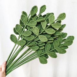 Decorative Flowers Artificial Eucalyptus Leaf Non-Fading Extra Soft Timeless Realistic Lightweight Handmade Crochet Room Decor Home