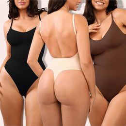 Women's Shapers Women's Slimming Thong Bodysuit Shapewear Backless Tummy Control Flat Belly Sheathing Sexy Seamless Body Shaper Jumpsuit