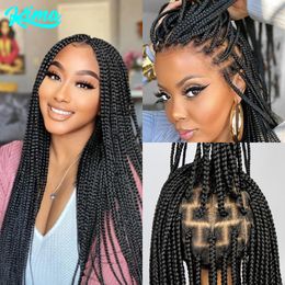 Lace Wigs Synthetic Full Lace Wig Braided Wigs For Black Women Crochet Box Wig Braid 36 Inches Braiding Hair Knotless Box Braids Wigs 230616