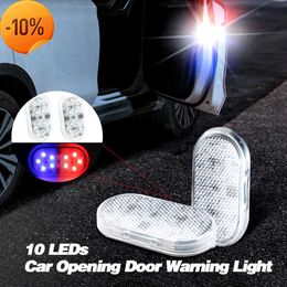 New 2Pcs 10 LEDs Car Openning Door Warning Light Magnetic Control Red Blue Strobe Light Safety Anti-collision Flash Lights