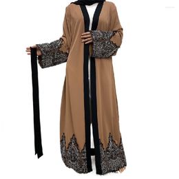 Ethnic Clothing Fashionable And Lace Embroidered Robe Muslim Casual Cardigan Long Dress