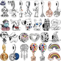 925 sterling silver charms for Jewellery making for pandora beads Dangle 1Pcs New Cute Elephant Rainbow Balloon Stars Bead