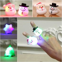 New Santa Claus Snowflake Xmas Tree Snowman Ring Merry Christms Party Finger Lights Children Finger Christmas Toys Gift Party Props