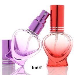 wholesale Colourful 10ml Refillable Perfume Glass Spray Bottle Empty Fragrance Packaging Bottle Cute Heart Shaped Bottle Jhcav